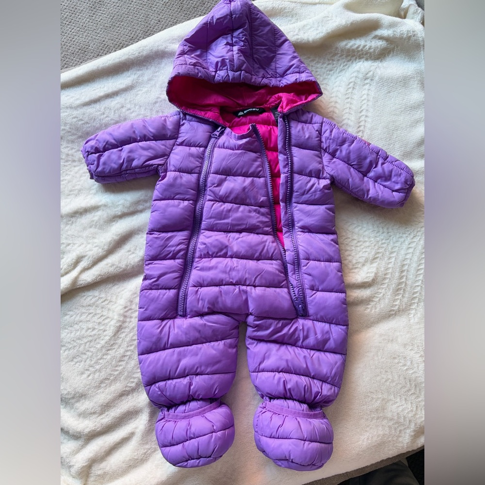 Snozu Purple Hooded Kids One Piece Snowsuit